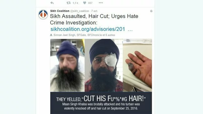 Un sikh violemment attaqué en Californie Un sikh violemment attaqué en Californie